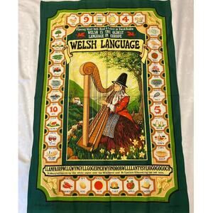 Welsh language Cotton decor Banner Tea towel wall hanging Clive Mayor Stow Green